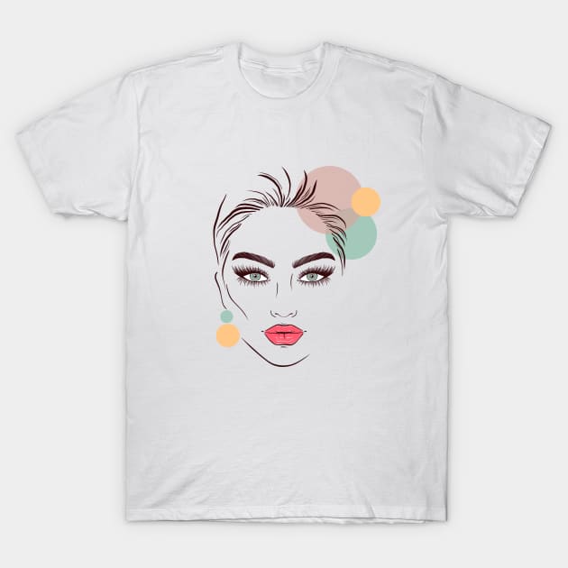 Collage with female face and circles. T-Shirt by WarmJuly